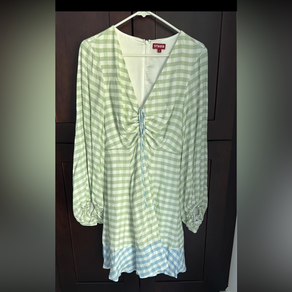 Staud Green and Blue Checkered Women's dress